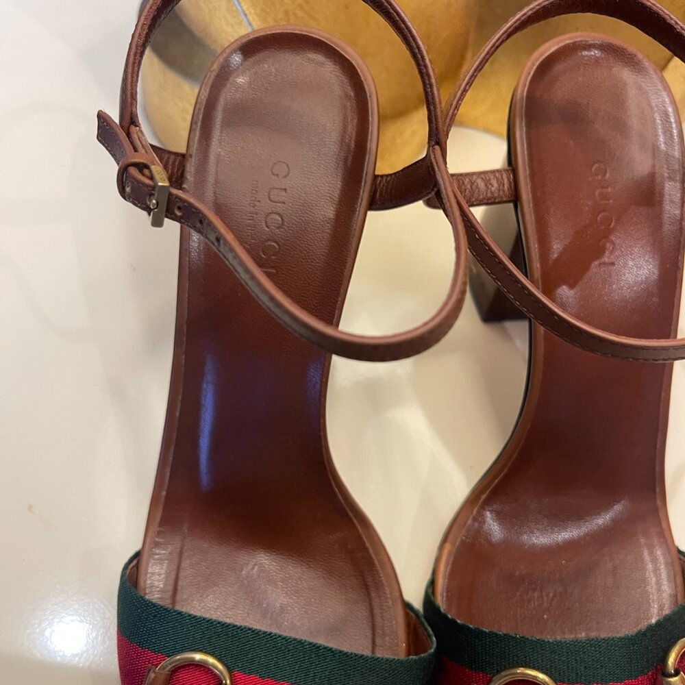 Gucci NS NYLON LIFFORD V.R.V / CUIR SANDALS 36 1/2 - Picture 2 of 16